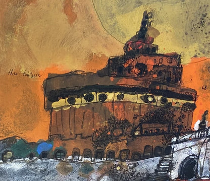 Theo Tobiasse | Un fleur rouge sur le Tibre / Raudona gėlė virš Tibro, 1968 | Guašas, tušas, popierius, 50x66 (72,5x88,5)