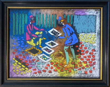 Vytautas Kasiulis | Prekiautojas paveikslais | Pastelė popierius, 48x64 (60x75)