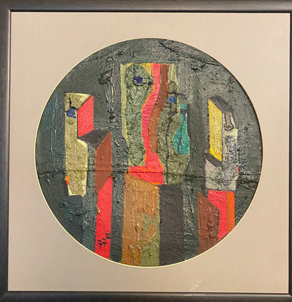 Vincas Kisarauskas | That Green Face, 1977 | Oil on cardboard, 37x37 (49,x49,5)