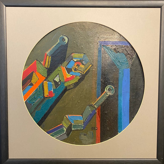 Vincas Kisarauskas | Opening into Blue Space, 1980 | Oil on cardboard, 37x37 (49x49)