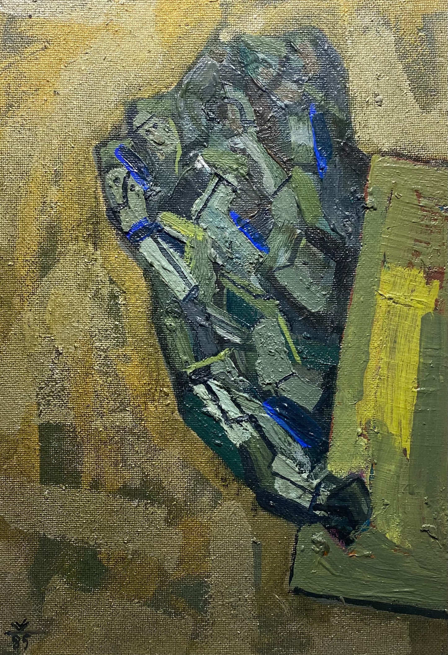 Vincas Kisarauskas | Tyliųjų minčių valanda, 1985 | Aliejus, kartonas, 54x36.5 (58x41)