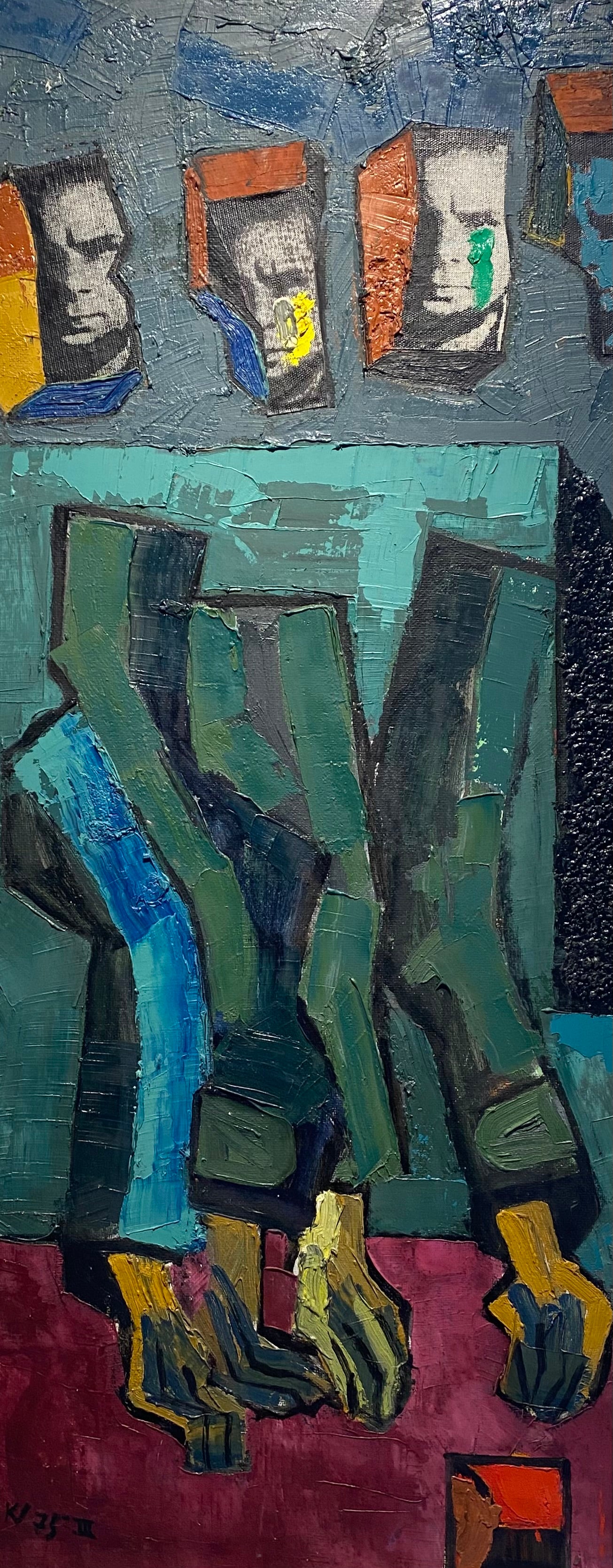 Vincas Kisarauskas | Trys su puse autoportreto, 1975 | Aliejus, kartonas, 106,5x44 (109,5x47)