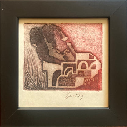 Vincas Kisarauskas | Ekslibris Gianni Mantero, 1974 | Ofortas, 7,5x8,8 (14x14)