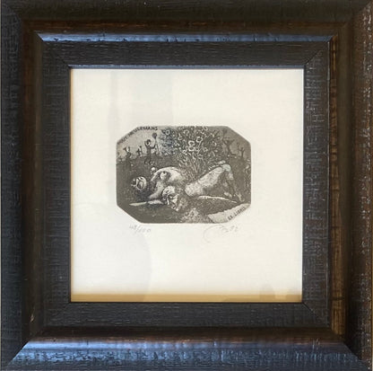 Nijolė Šaltenytė | Ekslibris Wout Meulemans, 1992 | Ofortas, akvatinta, 48/100, 6x8 (22,5x22,5)