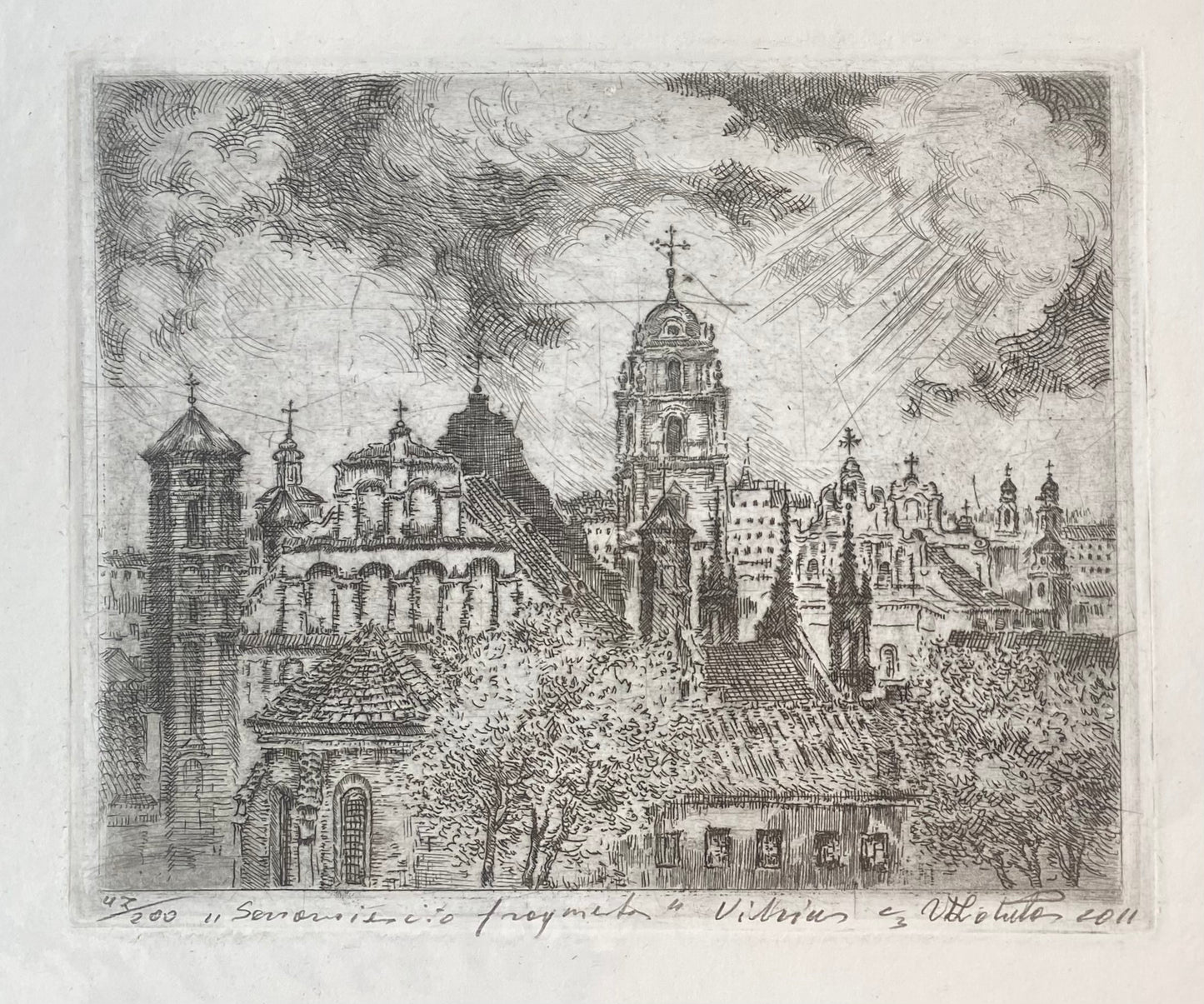Vladas Liatukas | Senamiesčio fragmentas, 2011 | Ofortas, 47/200, 15,5x20