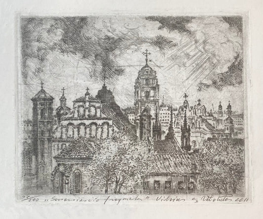 Vladas Liatukas | Senamiesčio fragmentas, 2011 | Ofortas, 47/200, 15,5x20