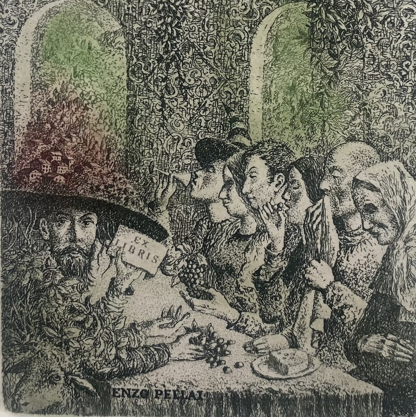 Marius Liugaila | Pro Loco di Roccalbegna / Exlibris Enzo Pellai, 1997 | Popierius, ofortas, mecotinta, 10,3x7,8 (24x19)