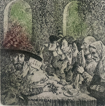 Marius Liugaila | Pro Loco di Roccalbegna / Exlibris Enzo Pellai, 1997 | Popierius, ofortas, mecotinta, 10,3x7,8 (24x19)