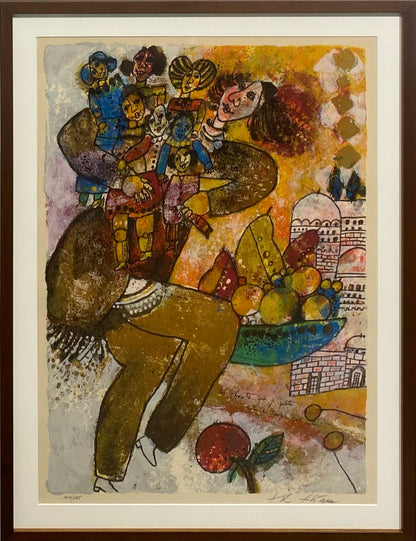 Theo Tobiasse | Les enfants que je porte sont le temple tout entier / Vaikai, kuriuos nešu, yra visa šventovė | Litografija, popierius, 69x49 (83x63)