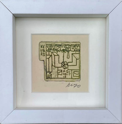 Vincas Kisarauskas | Ex Libris Antanas Gudaitis, 1970 | Etching, 4,2x4,6 (12,5x12,5)