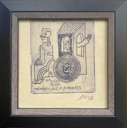 Vincas Kisarauskas | Ekslibris Algis Ambrazas, 1971 | Ofortas, 9,1x7,8 (15.3x15,3)
