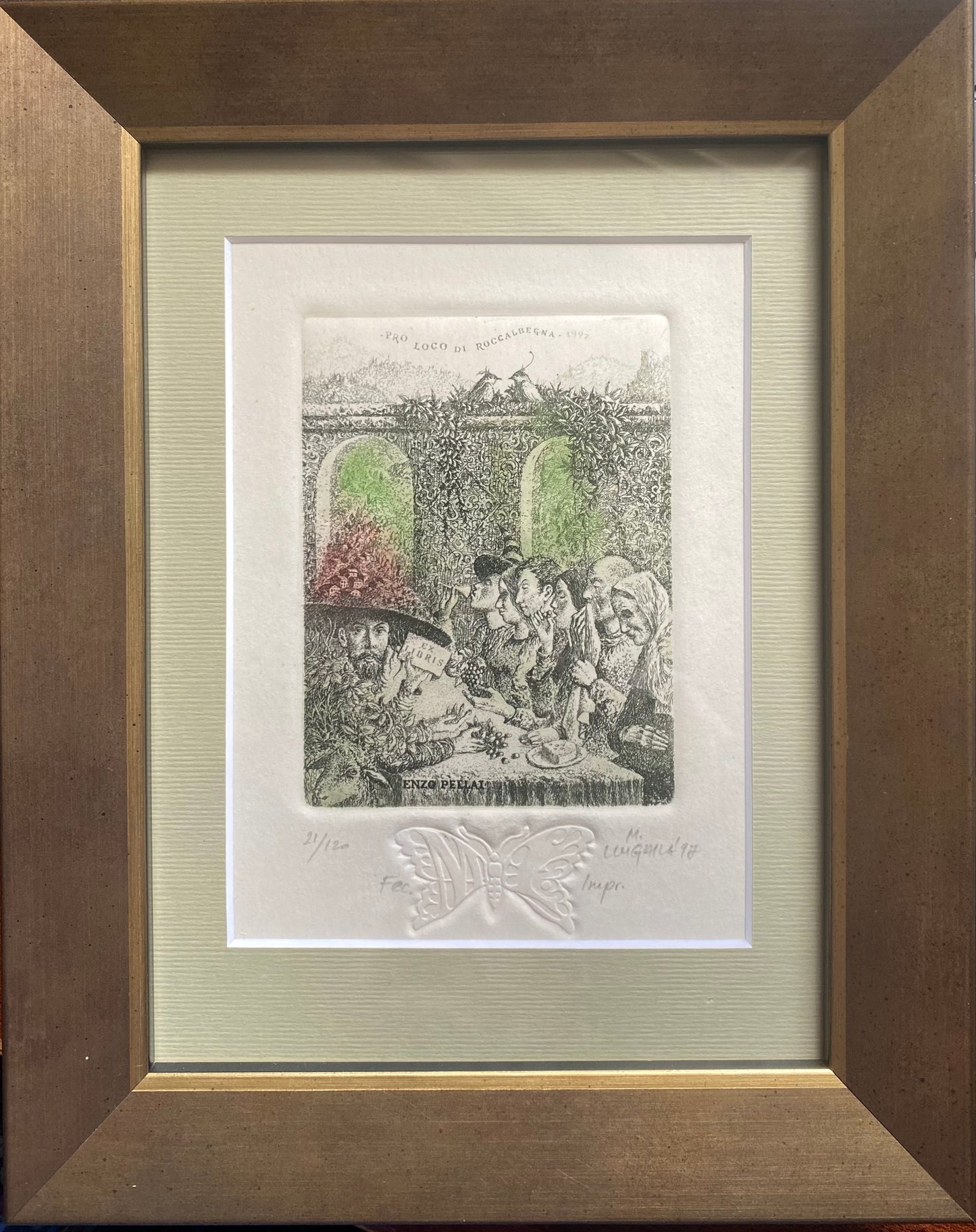 Marius Liugaila | Pro Loco di Roccalbegna / Exlibris Enzo Pellai, 1997 | Popierius, ofortas, mecotinta, 10,3x7,8 (24x19)