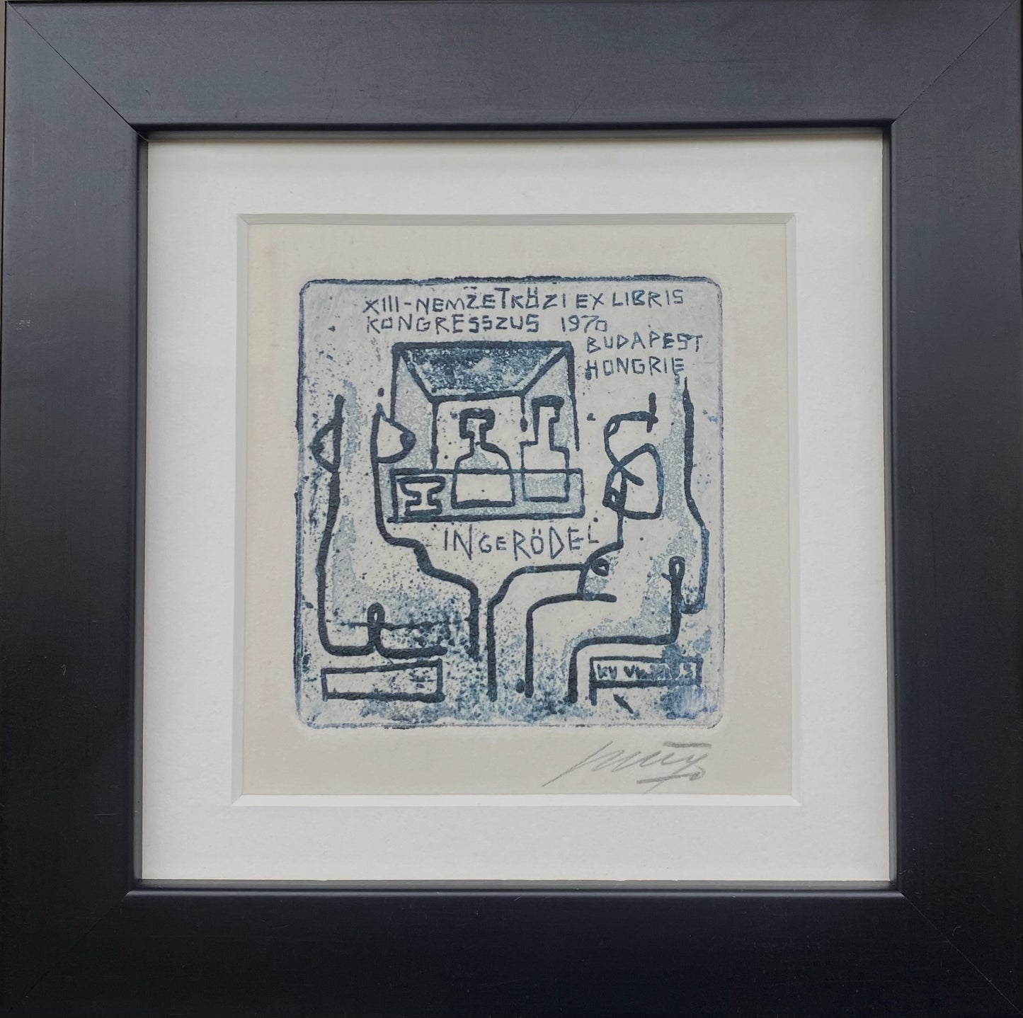 Vincas Kisarauskas | Ex Libris Inge Rödel, 1970 | Etching, 6,6x6,4 (14,8x14,8)
