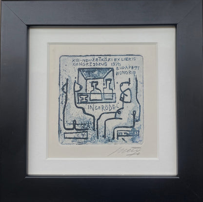 Vincas Kisarauskas | Ex Libris Inge Rödel, 1970 | Etching, 6,6x6,4 (14,8x14,8)