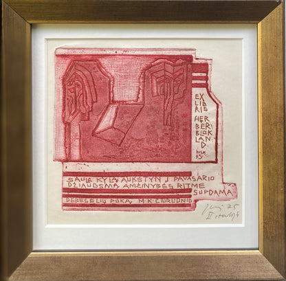 Vincas Kisarauskas | Ex Libris Herber Blokland, 1975 | Etching, 10,3x11,5 (17x17)