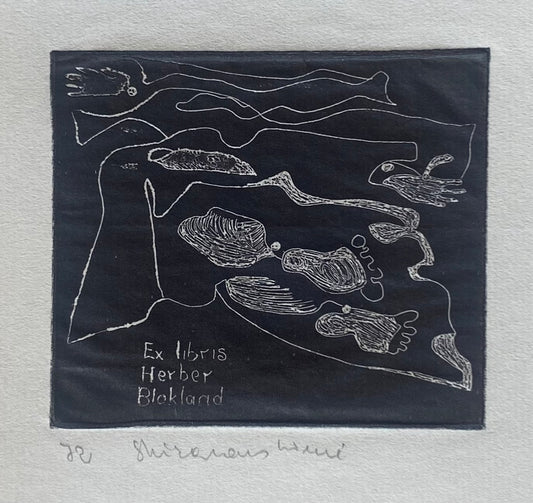 Saulė Kisarauskienė | Ex Libris Herber Blokland, 1972 | Etching, 7x8 (18x18)