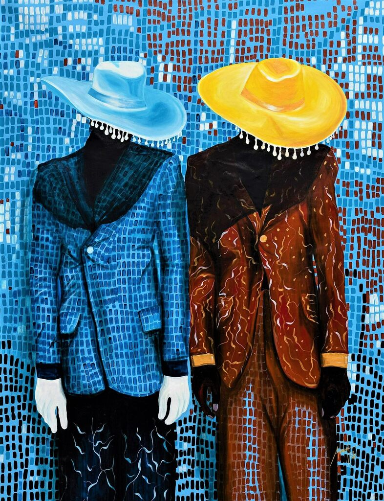 Ishmael Armarh (Gana)<br>Django Squared, 2022<br>Akrilas, drobė, 170x130 cm
