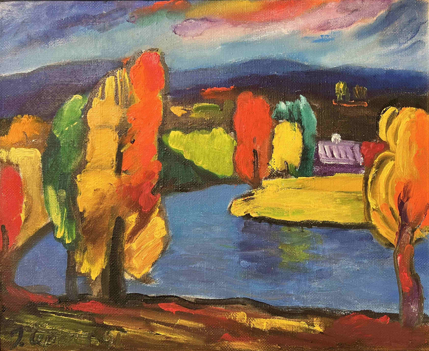 Jonas Čeponis | Landscape, 1991 | Oil on canvas,  38x46 (47x55)