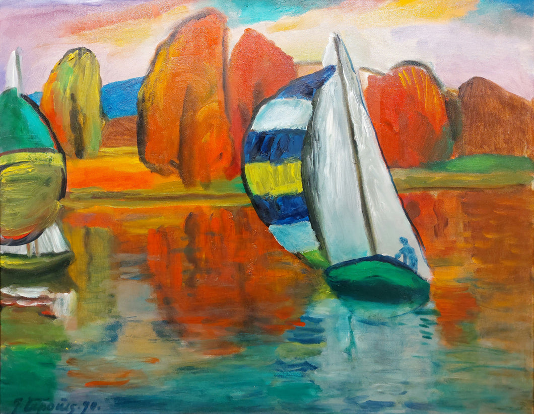Jonas Čeponis<br>JACHTOS, 1990<br>Aliejus, drobė,  56x71 (60x75)