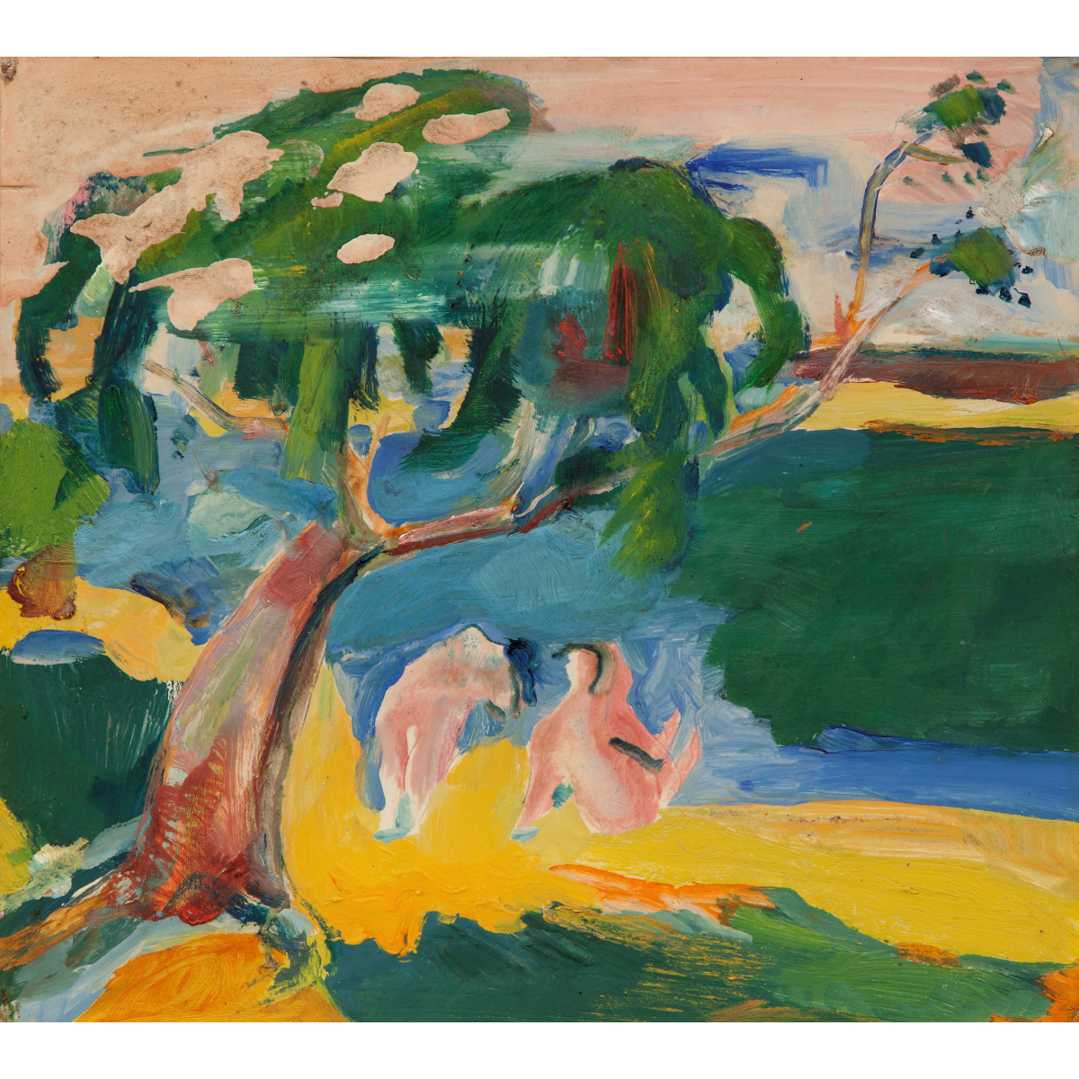 Jurgis Mikševičius | Woman Bathing, Lithuania, c. 1959 | Oil on board, 27x30