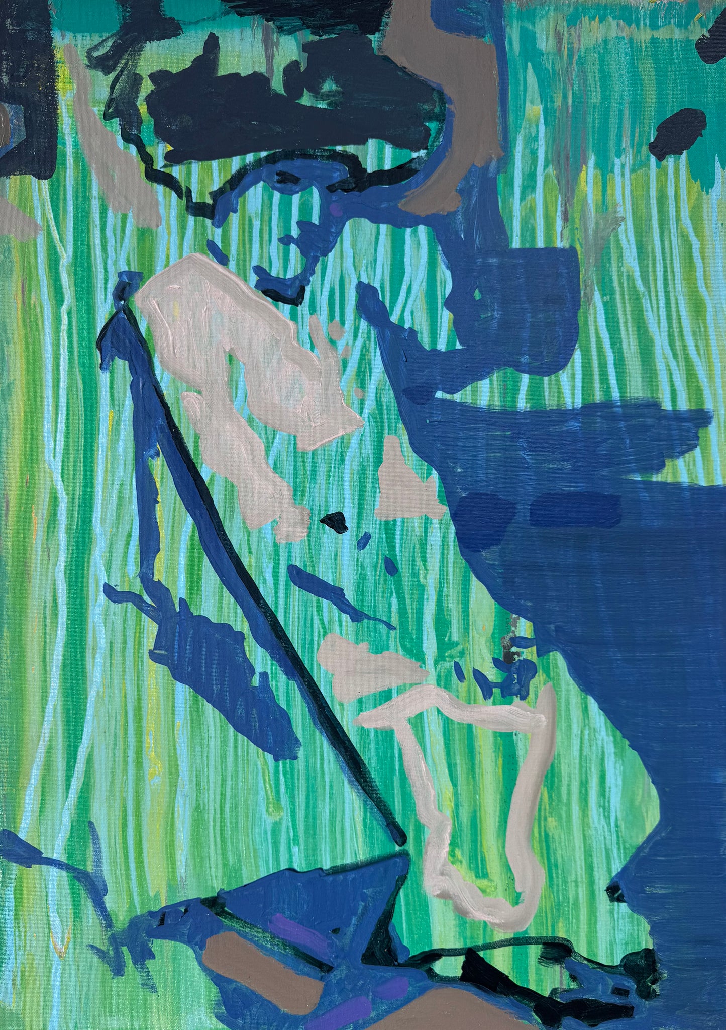 Linas Kaziulionis | Kliento žmona 2024 | Drobė, akrilas, aerozoliniai dažai, 70x50