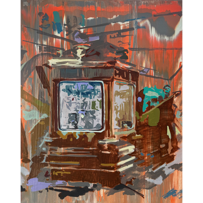 Linas Kaziulionis | Accidentally Found Time Machine, 2024 | Acrylic on canvas, 100x80