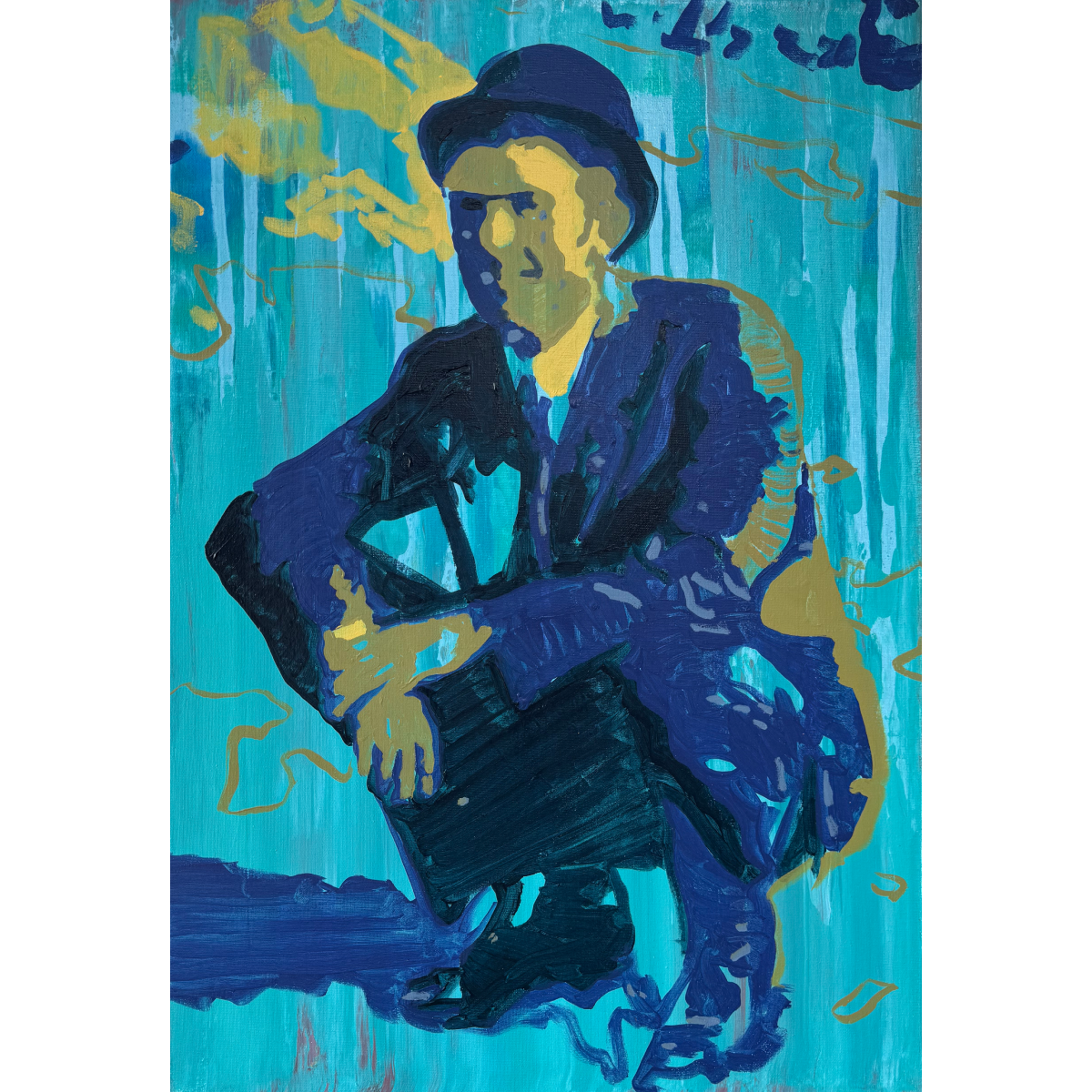 Linas Kaziulionis | Klientas, 2024 | Drobė, akrilas, aerozoliniai dažai, 70x50