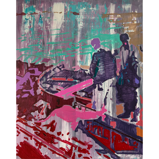 Linas Kaziulionis | Lauko darbai, 2024 | Drobė, akrilas, aerozoliniai dažai, 100x80