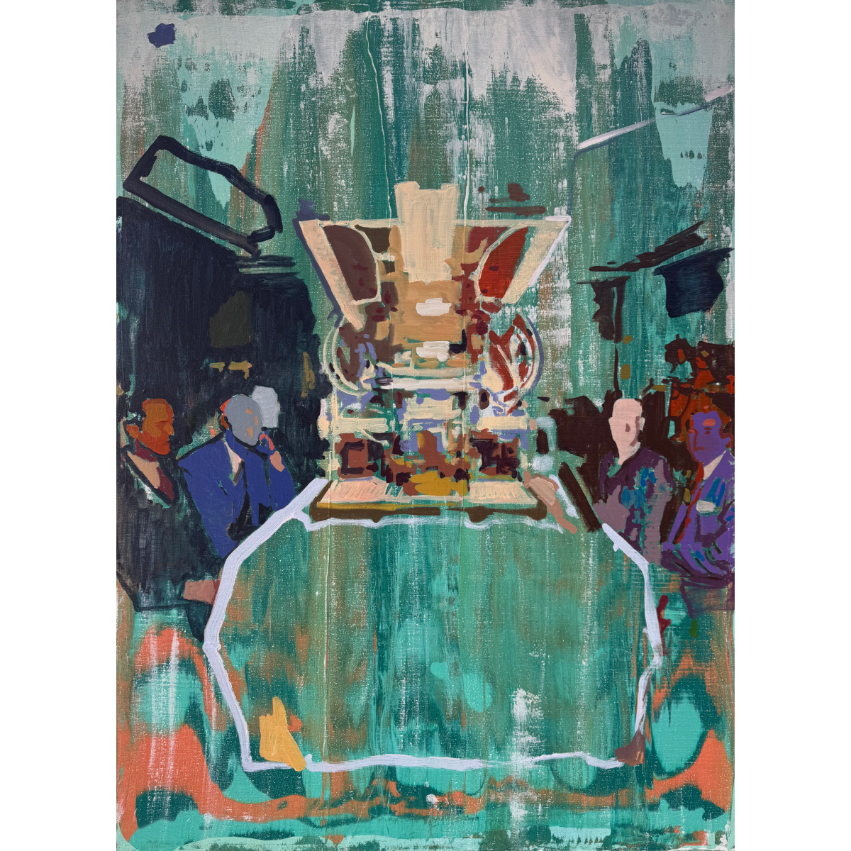 Linas Kaziulionis | Slaptas susitikimas, 2024 | Drobė, akrilas, 100x73