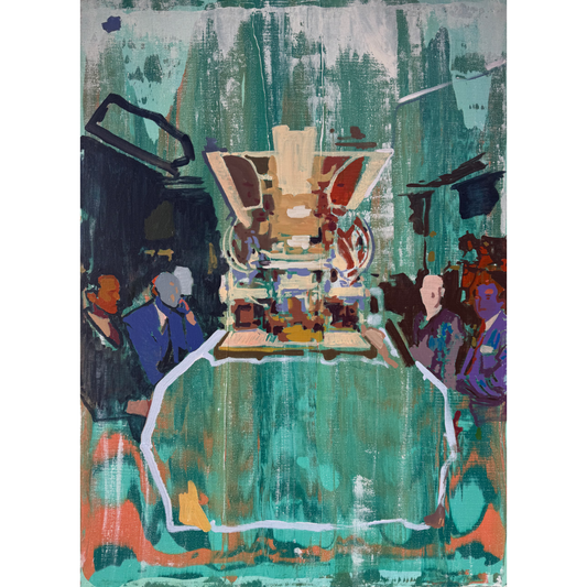 Linas Kaziulionis | Slaptas susitikimas, 2024 | Drobė, akrilas, 100x73