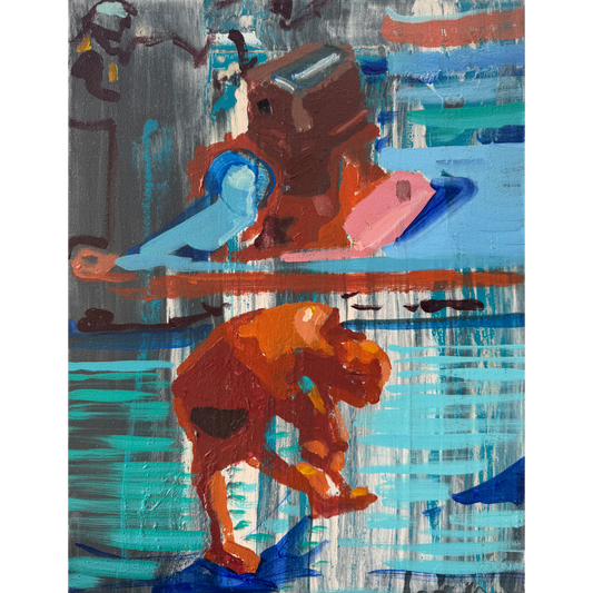 Linas Kaziulionis | Stogo apžiūra, 2024 | Drobė, akrilas, aerozoliniai dažai, 40x30