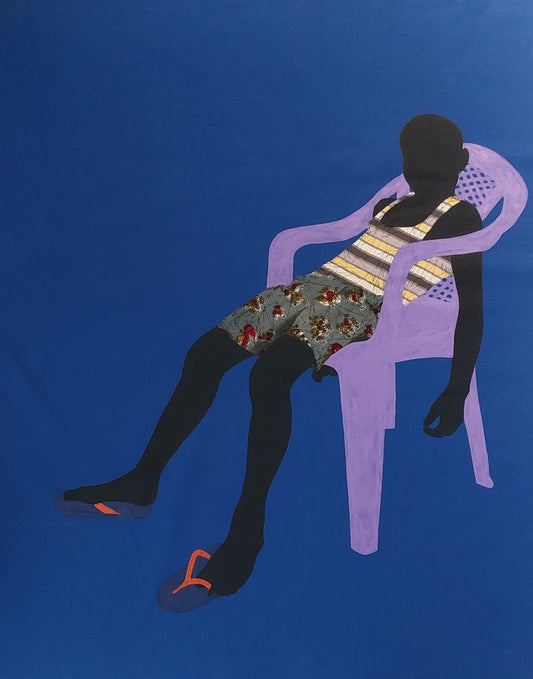 Raphael Adjetey Adjei Mayne (Gana) | Purple Chair, 2019 | African wax print and acrylic on canvas, 205 x 162