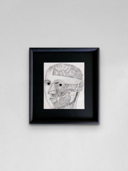 Jurgis Mačiūnas | Face Anatomy Mask, c. 1973 | Offset lithography on paper, 24.8x21.6 (38.3x35.3)