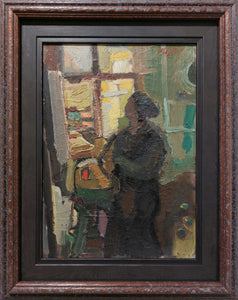 Moshe Rosenthalis<br>Woman in the Atelier<br>Aliejus, kartonas, 33x24 (45x36)