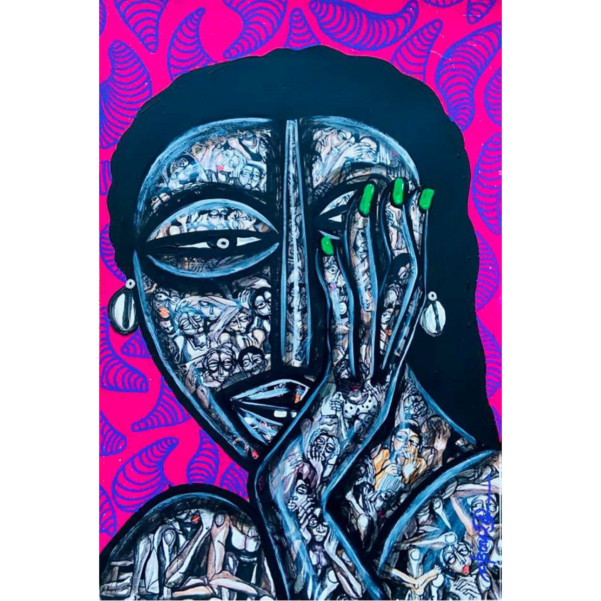 OBOU GBAIS (Ivory Coast) | Expérimentale 8, 2024 | Acrylic on photo, 48x32 (50,5x35,5)