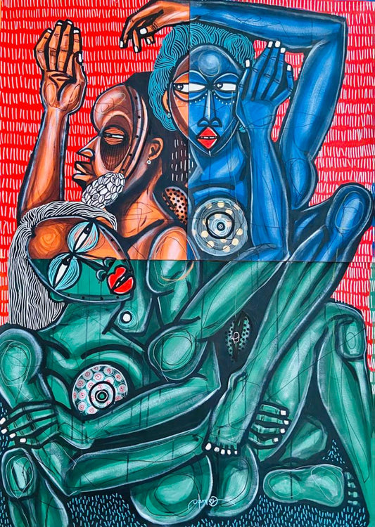OBOU GBAIS (Ivory Coast) | Accouplement VI, 2021 | Acrylic on paper, 140x100