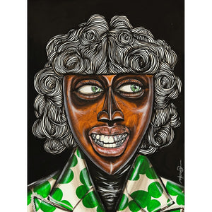 OBOU GBAIS (Dramblio Kaulo Krantas | Grillzmasque 02, 2024 | Popierius, akrilas, 48x36
