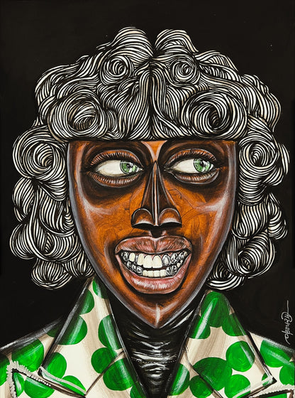 OBOU GBAIS (Ivory Coast) | Grillzmasque 02, 2024 | Acrylic on paper, 48x36