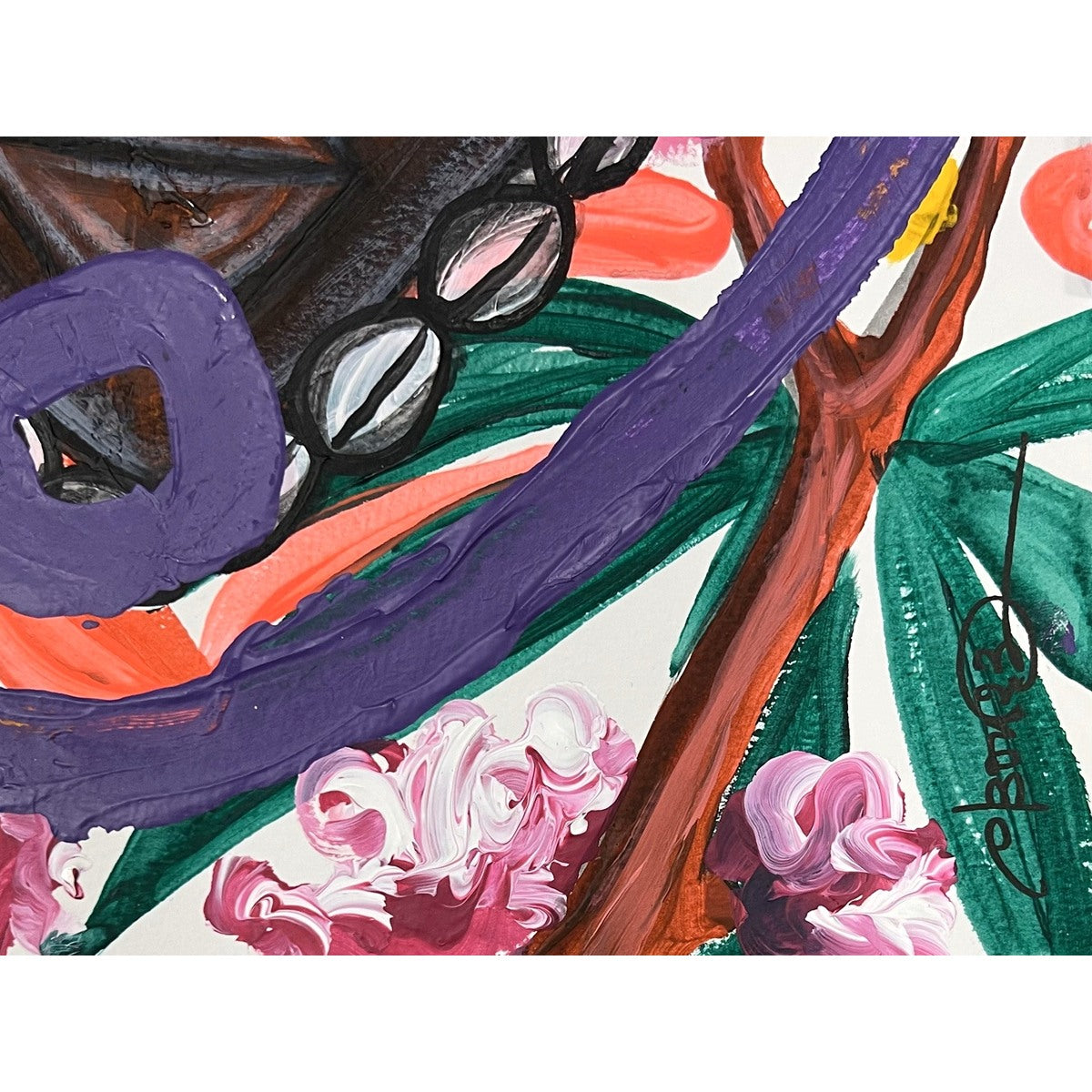 OBOU GBAIS (Ivory Coast) | Konga ligne florale lll, 2023 | Acrylic on paper, 40x30