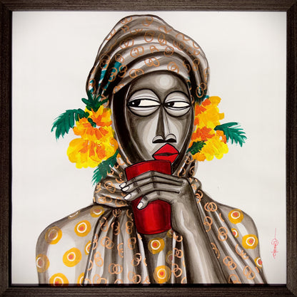 OBOU GBAIS (Ivory Coast) | Lady, 2021 | Acrylic on paper, 50x50 (53x53)