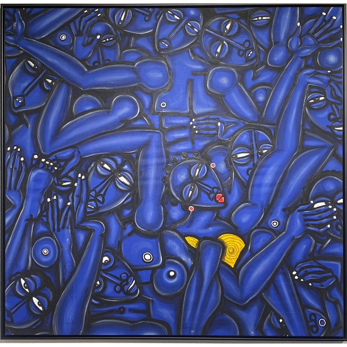 Obou Gbais (Ivory Coast) | Boogie Woogie Dance Bleu, 2021 | Acrylic on tarpaulin, 141x145 (145x149)
