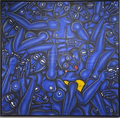 Obou Gbais (Ivory Coast) |  Boogie Woogie Dance Bleu, 2021 | Acrylic on tarpaulin, 141x145 (145x149)