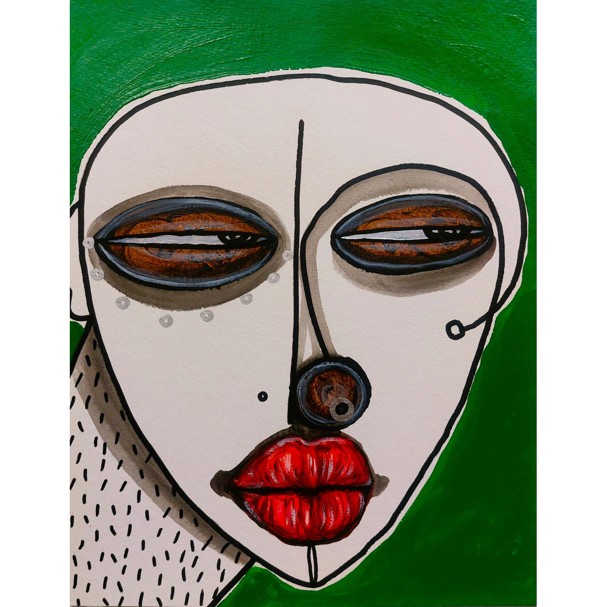 OBOU GBAIS (Dramblio Kaulo Krantas) | Déclinaison Dan, 2023 | Akrilas, popierius, 32x24 (35x27)