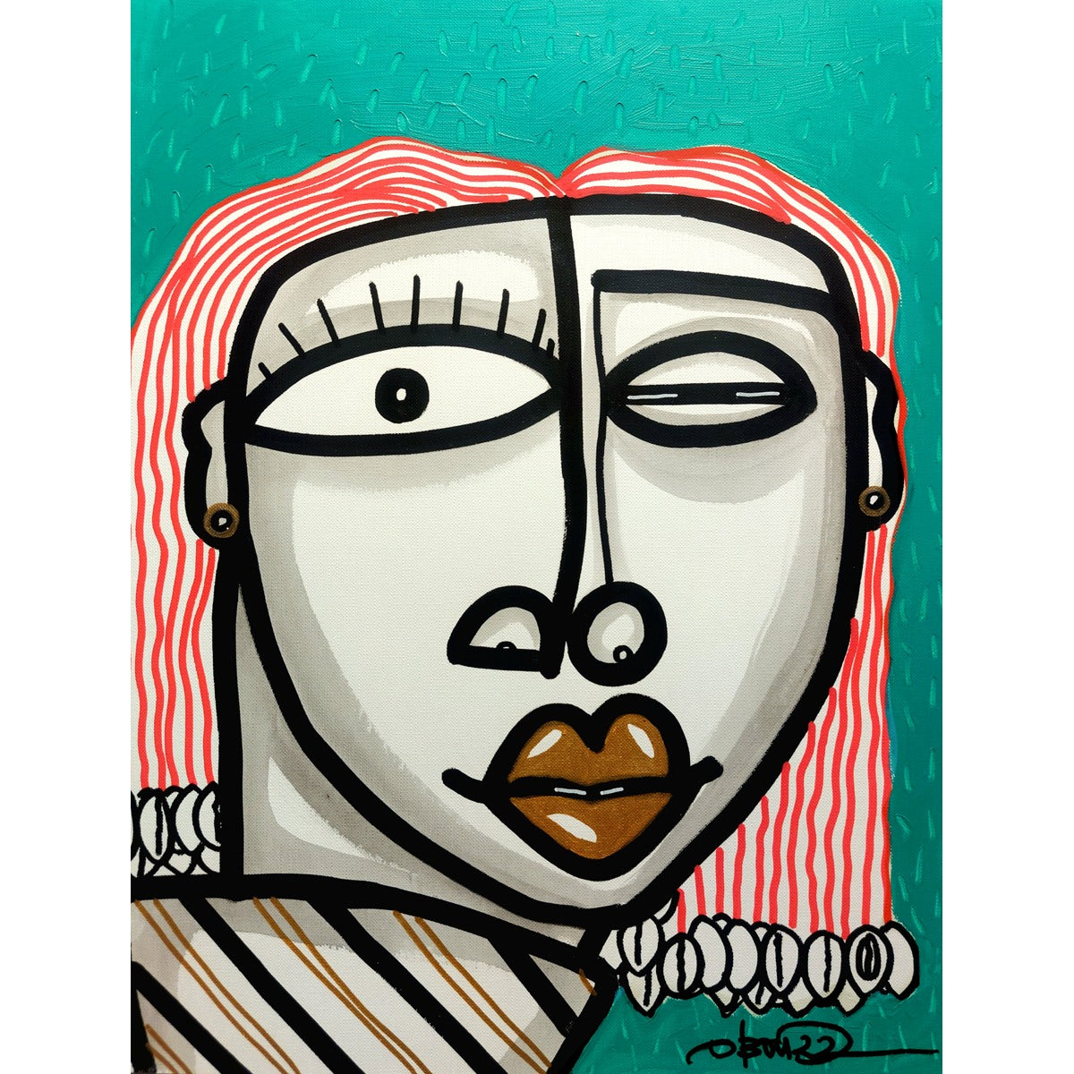 OBOU GBAIS (Dramblio Kaulo Krantas) | Mini Ovy II, 2022 | Akrilas, popierius, 40x30 (43x33)