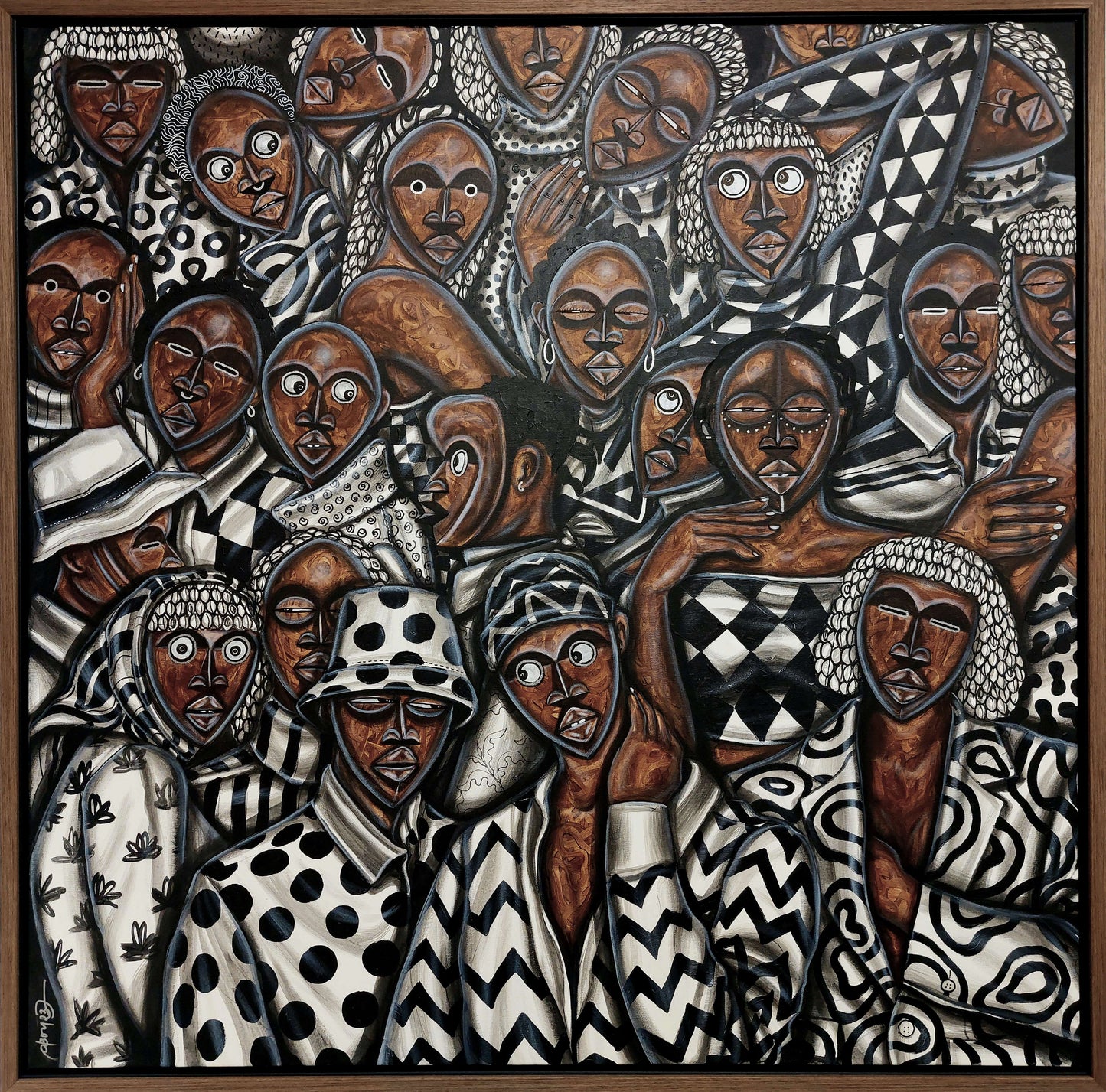 Obou Gbais (Ivory Coast) | Die Familie Dan, 2023 | Acrylic on canvas, 130×130 (136x136)