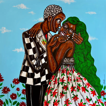 Obou Gbais (Ivory Coast) | Le bisou d’Obou, 2024 | Acrylic on canvas, 130×130