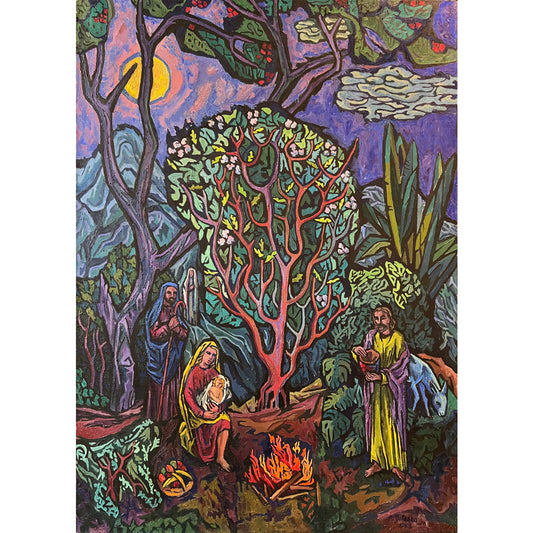 Adolfas Valeška | Bėgimas į Egiptą, 1982 | Aliejus, drobė, 147.5x106.5 (153,5x113)