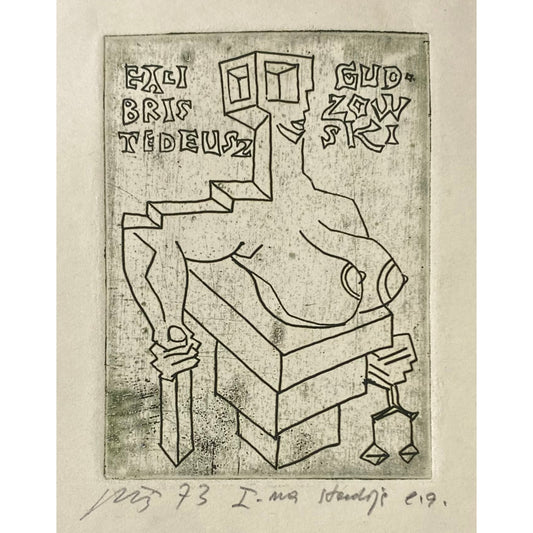 Vincas Kisarauskas | Ex Llibris Tedeusz Gudzowski, 1973 | Etching, 9,5x7 (20.5x15.5)