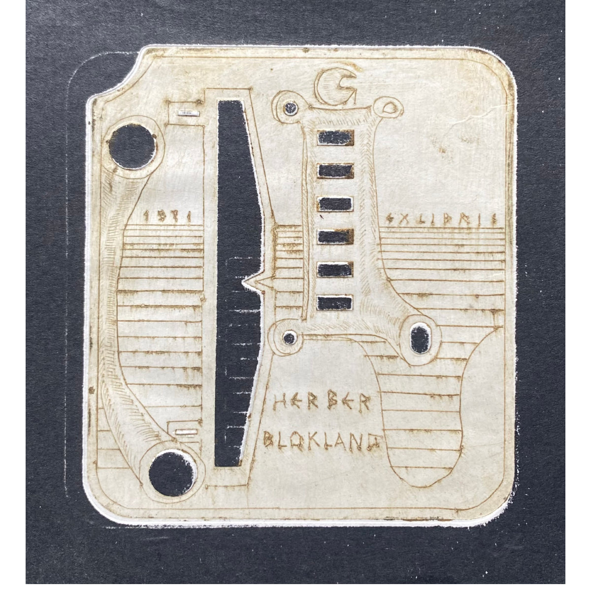 Vincas Kisarauskas | Ekslibris Herber Blokland, 1971 | Ofortas, 9x8,5 (20x20)