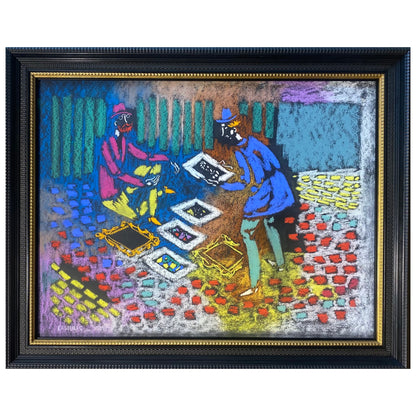 Vytautas Kasiulis | Prekiautojas paveikslais | Pastelė popierius, 48x64 (60x75)